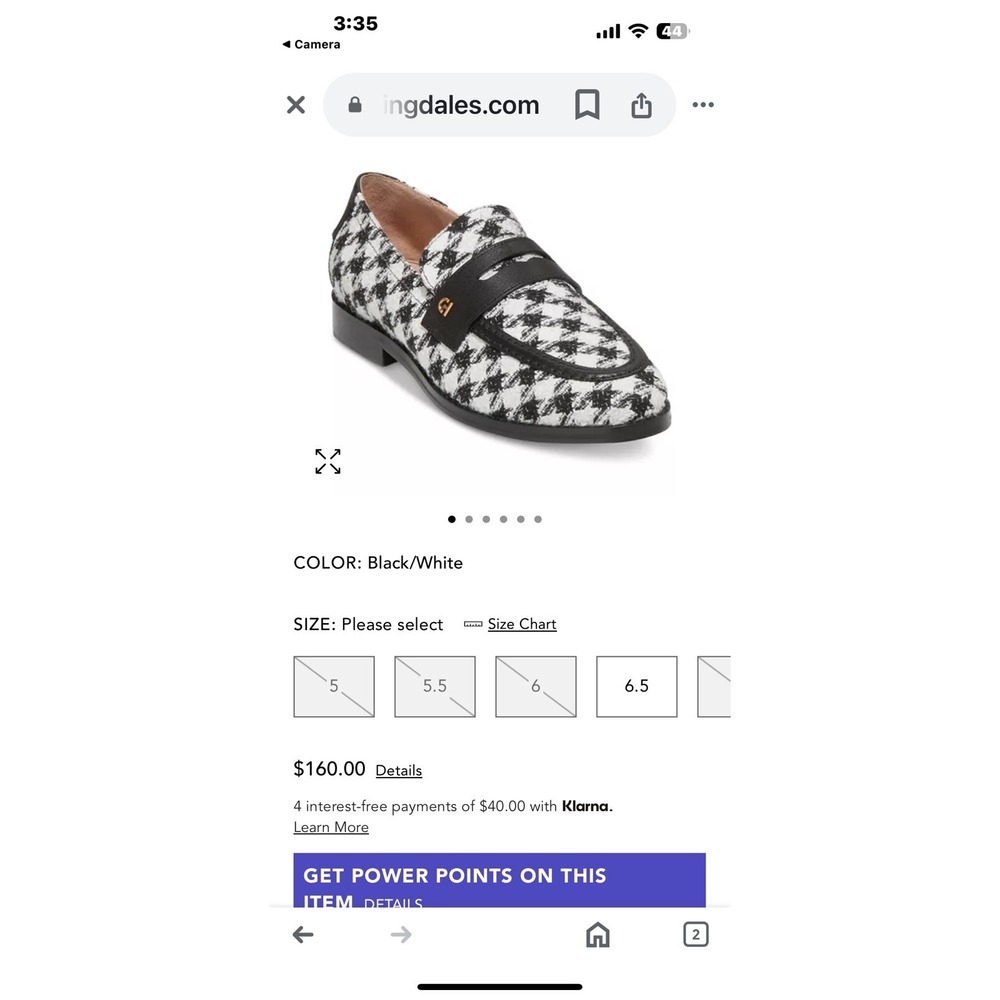 Cole Haan Lux Pinch Penny Loafer Natural Canvas Black Houndstooth NWT 159$ Sz 6 - Picture 6 of 6